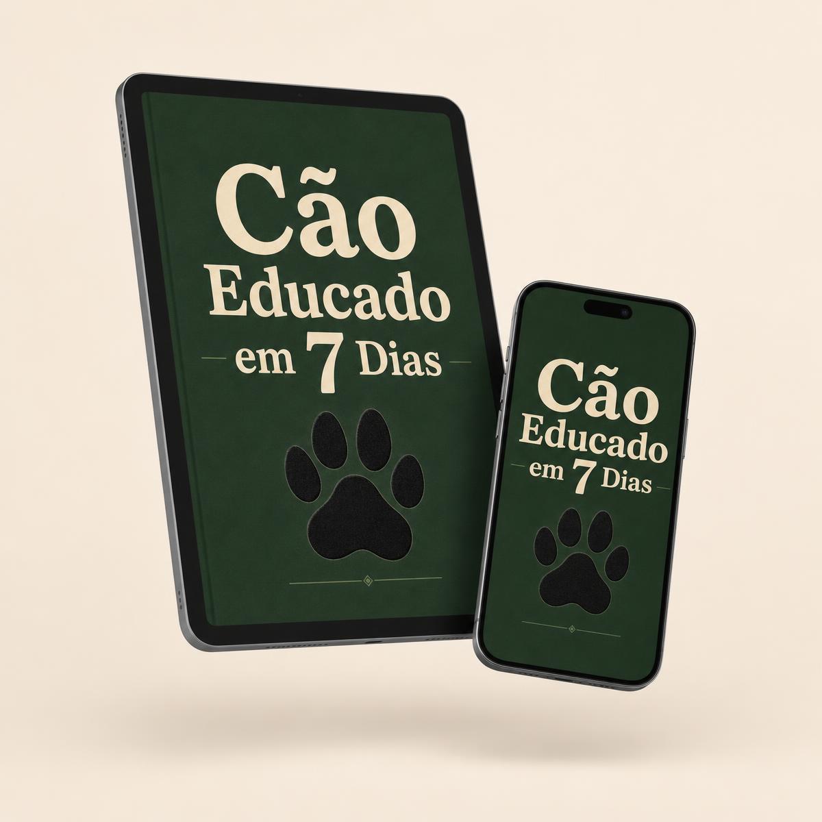 Mockup do e-book Cão Educado em 7 Dias em tablet e celular